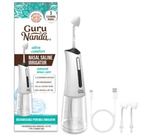 GuruNanda Nasal Saline Irrigator with 2 Nasal irrigator Tips, Portable & Cordles