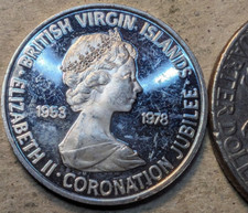 British Virgin Islands 5 cents 1978 from proof set Coronation Jubilee silver
