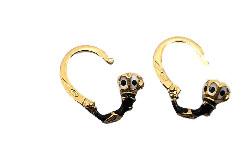 Orecchini pendenti Moretto Istriano in Argento 925 dorato con smalti artigianali - Immagine 3 di 4