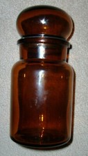 vintage apothecary jar CONTAINER MADE IN BELGIUM Amber circa 1900's 6.5"hx 3.5" 