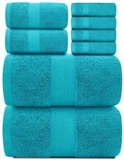Luxury Aqua Bath Towel Set - Spa Soft Cotton 2/Bath 2Hand 4/Wash 8 Piece