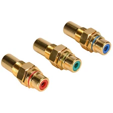 Gold Component RCA Jack Bulkhead Red/Green/Blue Set Hex Type