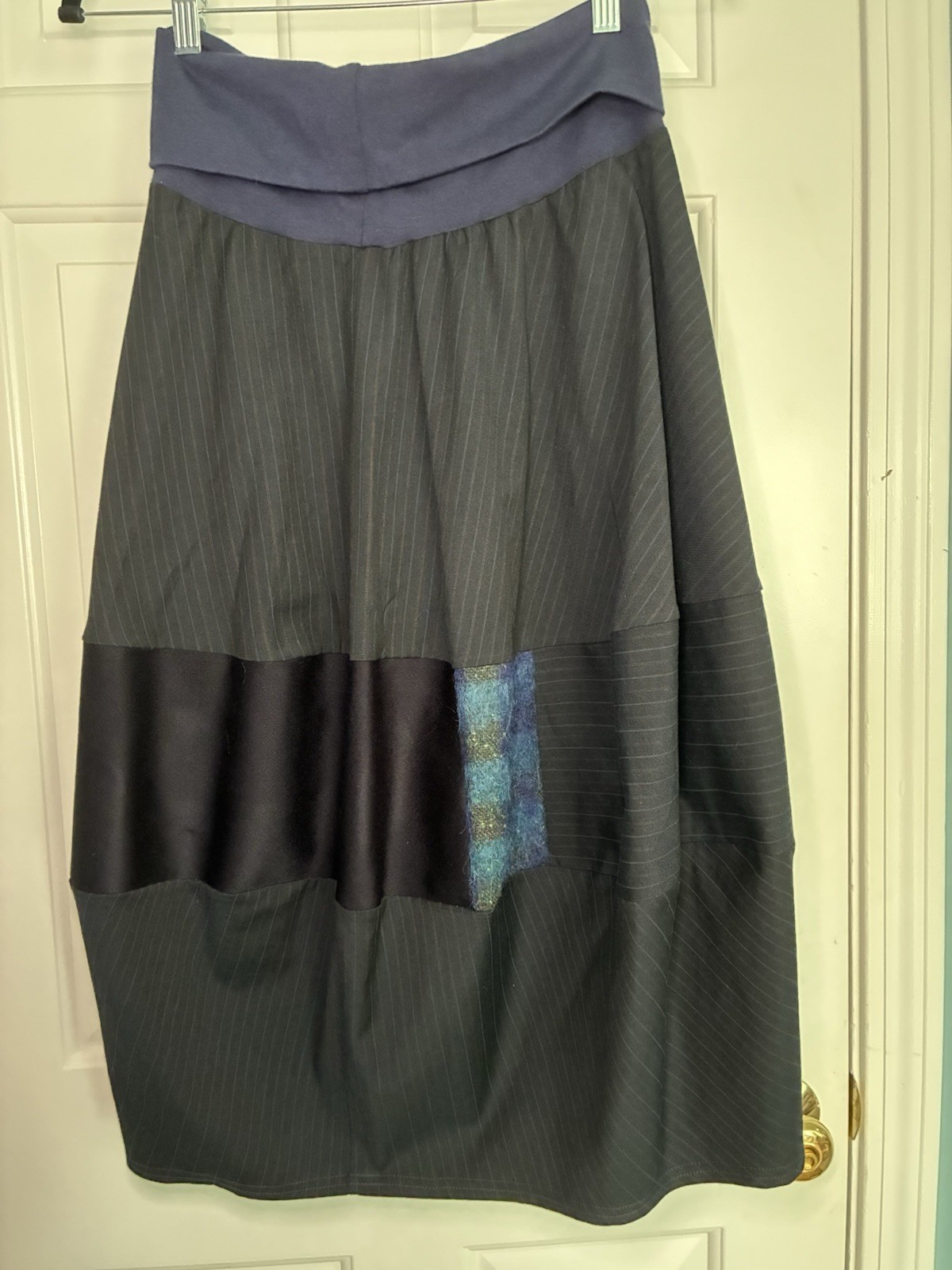 Lavgon Pinstriped Patchwork Lagenlook Wool Navy B… - image 4