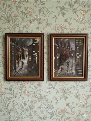 VTG Bernard McMullen Signed Pair Framed Prints Northern Industrial Street Scene
