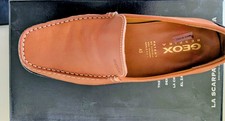 New Geox men's tan ultra leather loafer shoe 10