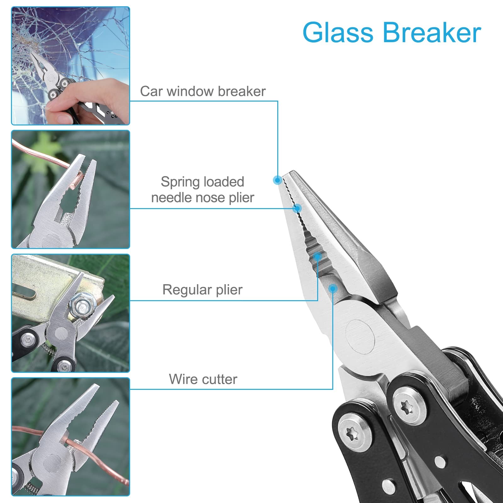 2PCS Mini Multitool Pliers 15 in 1, Handmade Multi Tool Plier, Premium Keycha...