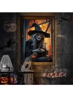 Halloween Scary Witch Window Decoration 31x47 Inch Polyester Cover Prop