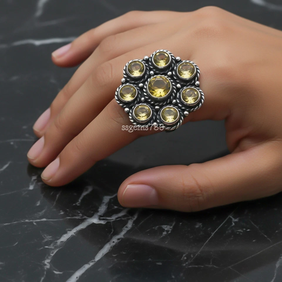 925 Sterling Silver Citrine Gemstone Beautiful Handmade Woman Gift Ring - Image 2 of 4