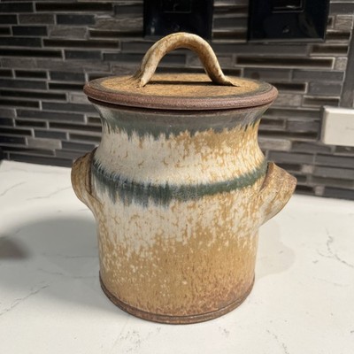 Tea Ceremony Water Jar Rustic Earth Tones Stoneware Signed