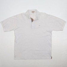 Burberry Casual Button-Up Shirt Men's White M Cotton Polo Short Sleeve