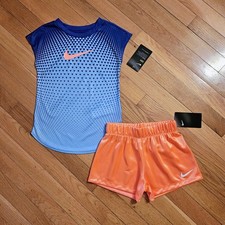 NEW Nike Little Girl Dri-fit Tunic & Short Set, Blue/Melon (6/6X)