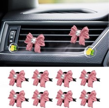 8 PCS Pink Bow Car Air Freshener Vent Clip with Crystal Rhinestone, Cute Aesthet