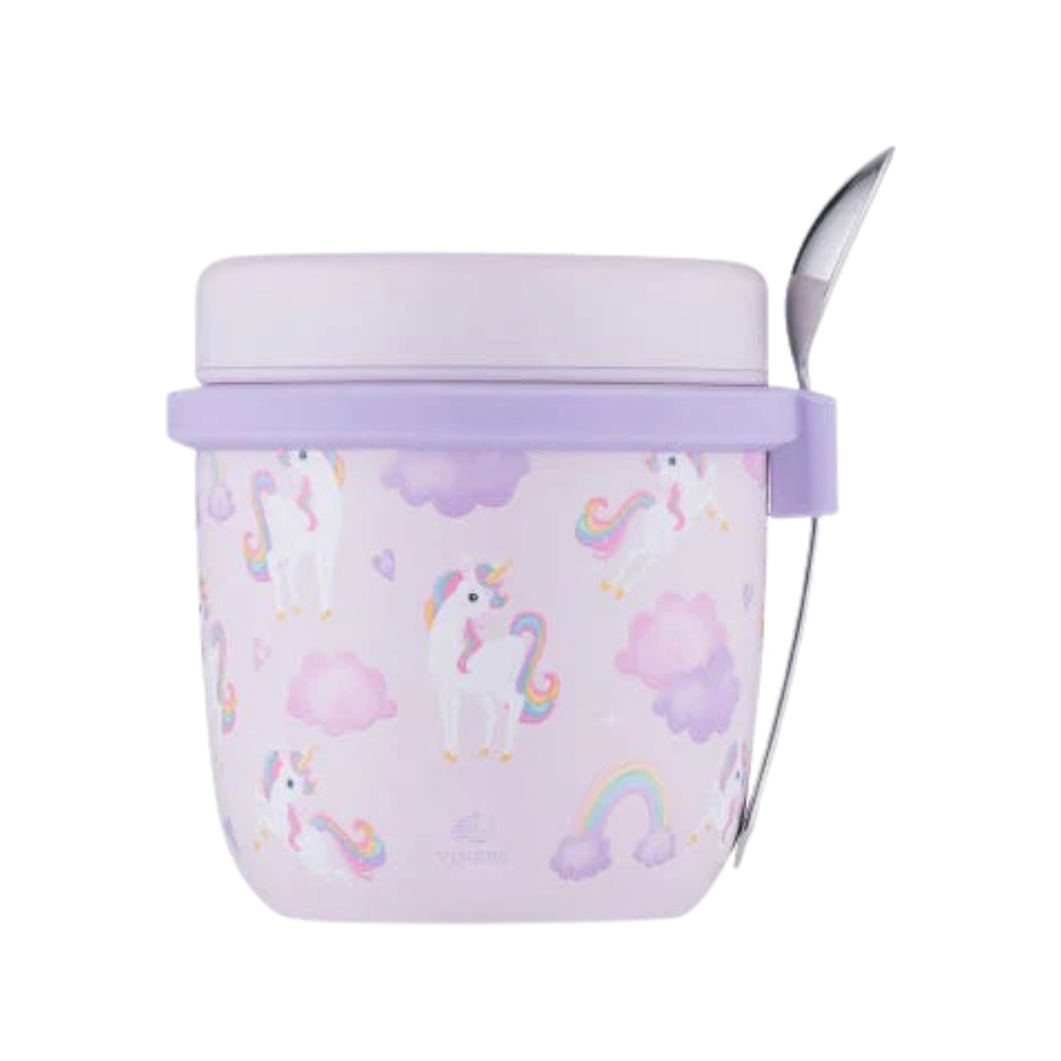 Viners Kids Food Flask 300ml Believe Unicorn with Spoon Vacuum Insulated Lunch