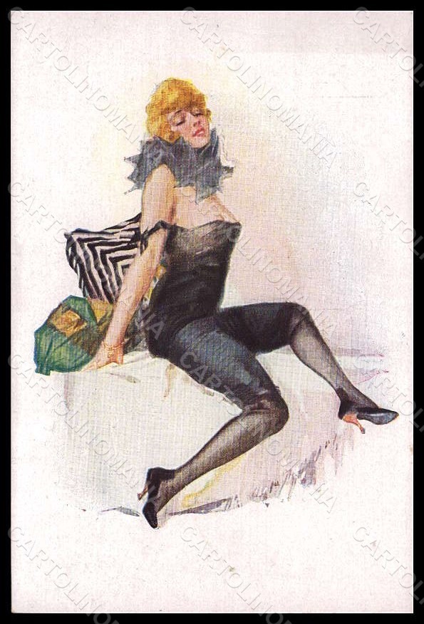 Cartolina Artista Firmata Moda Glamour Lady VK8160