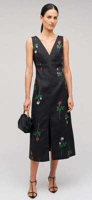 chinese dress ladies Oroton Contrast 3D Flower Linen Mini Dress