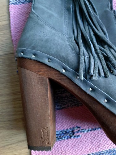 XUZ Lederstiefel High Heels Plateau Fransen Hippie Ibiza Festival Wildleder 39 - Bild 4 von 6