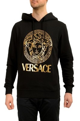 Versace Men's Gold Signature Medusa Print Hooded Sweatshirt Hoodie US XL IT 54