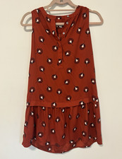 LOFT Petites Rust/Black/White Geometric Shift Dress XXSP Sleeveless V-Neck
