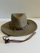 Stetson Crushable 100 Wool Western Hat Medium Water Repellent Tan USA