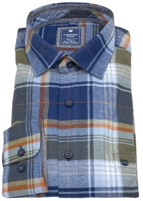 Redmond Flanellhemd Comfort Fit kariert blau