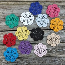 100PCS Hand Crochet Flowers Mini Doilies DIY 10cm/4" Applique Flower Snowflake