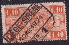 BELGIUM BELGIQUE RAILWAY stamp CANCELLED   LIEGE - SIRENE  No 1   1924