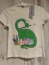 Cat & Jack Graphic Print Off-White T-Shirt 18M Short Sleeve Easter Dinosaur