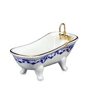 Puppenhaus Blaue Schleife Porzellan Badewanne Miniatur Reutter Badezimmer MöBel