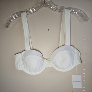 NWT Solid And Striped Lilo Bikini Swimsuit Top Ivory Size Large