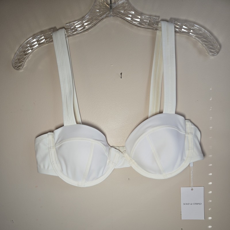 NWT Solid And Striped Lilo Bikini Swimsuit Top Ivory Size Large
