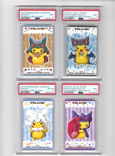 PSA 9 Poncho Pikachu business card Set of 4 Promo 2016 Pokemon Card Japanese