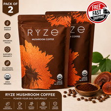 Pack of 2 RYZE Mushroom Coffee Organic Drink Mix 30 Servings 6.35oz Energy Focus