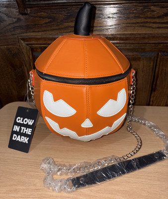 Hot Topic Glow in the Dark Pumpkin  Crossbody Bag  Purse (D405) HALLOWEEN