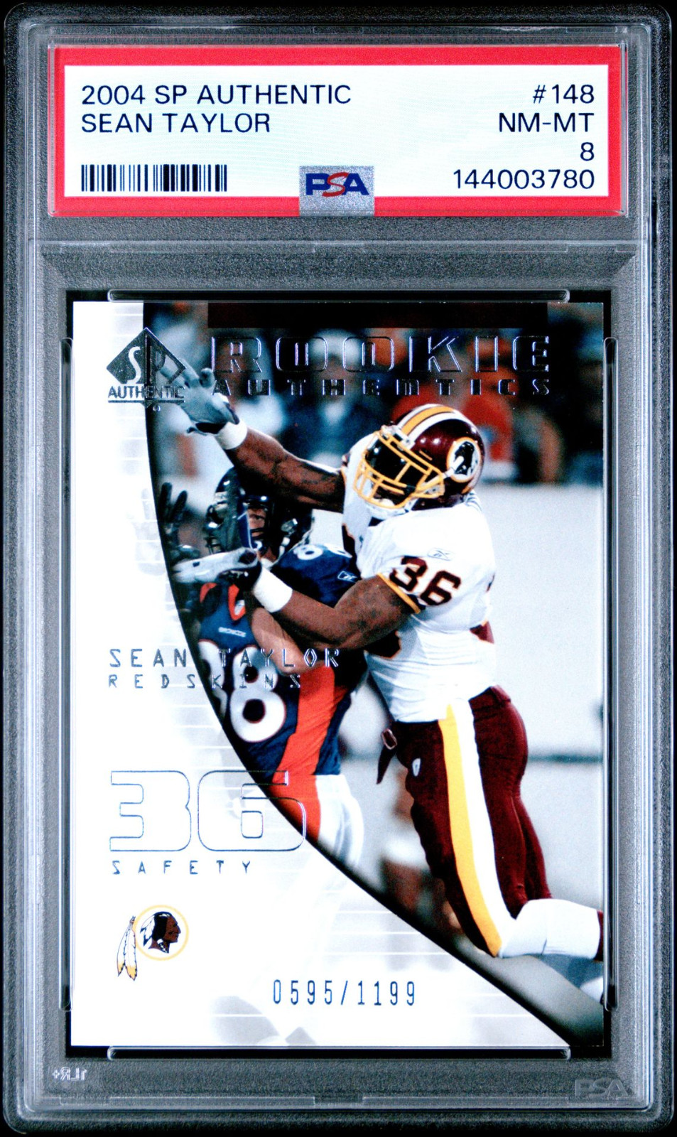 2004 SP Authentic #148 Sean Taylor Rookie Authentics 595/1199 PSA 8 Redskins RC