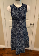 Michael Kors Blue Geometric Reptile Patterned A-Line Dress, Size Small
