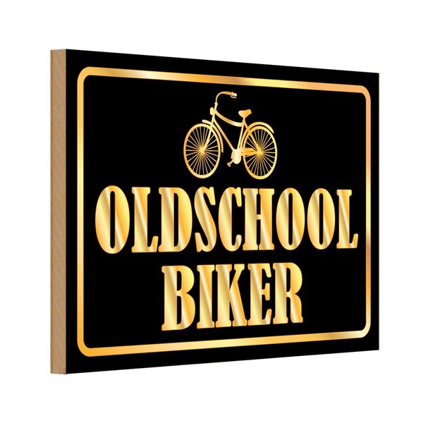 Holzschild 12X18 Cm Oldscholl Biker Sport Hobby Deko Geschenk Holz Schild-image