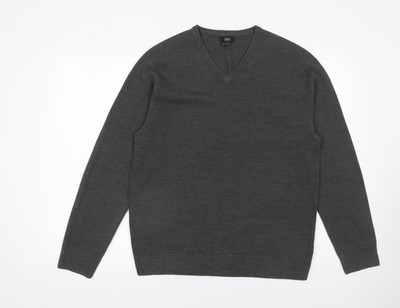 F&F Herren Pullover Pulli grau Acryl V-Ausschnitt Größe L