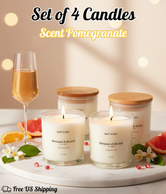 Matt and Nat Pomegranate Scent Soy Candle 190gr Home Fragrance Set of 4