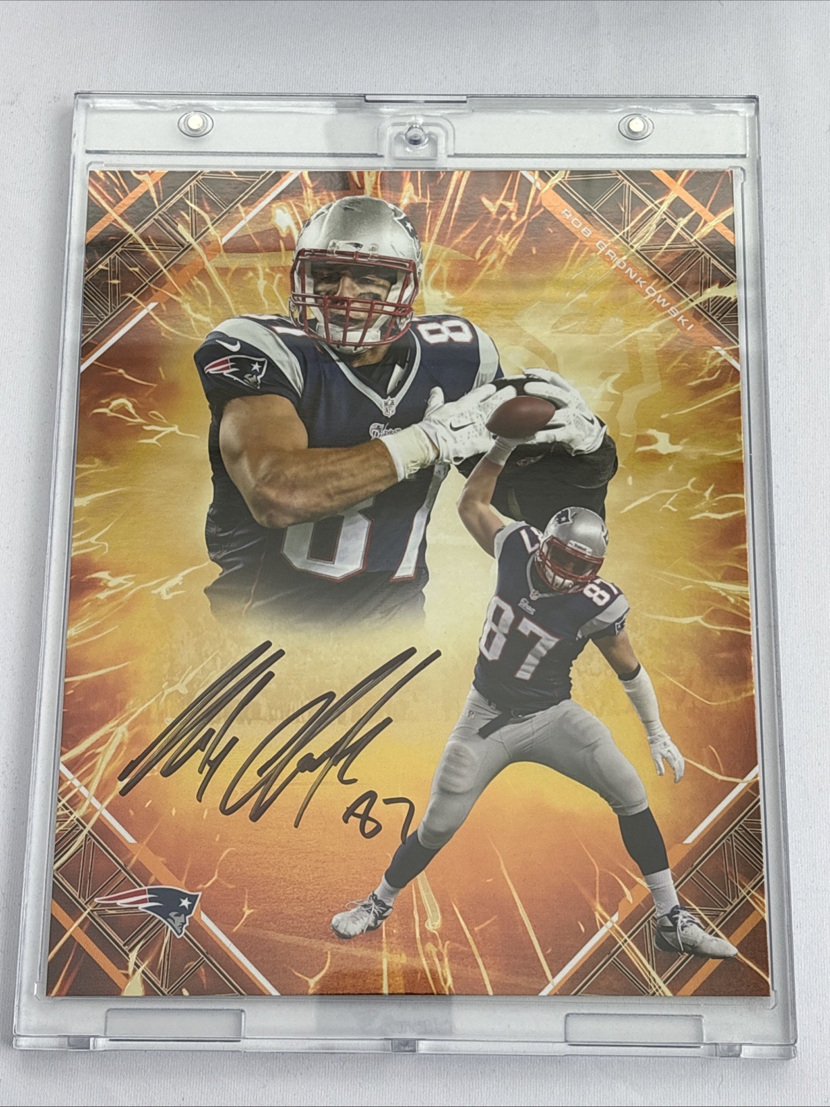 Rob Gronkowski Autographed Signed New England Patriots 2025 Fanatics Emanate Under Wraps Orange 09/25 Patriots 
