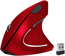 Vertical Wireless Mouse Rechargeable Optical Red 6 Buttons 800/1200/1600 DPI