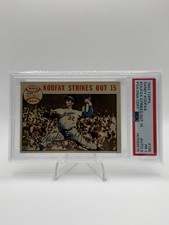 1964 Topps World Series Game 1 #136 Sandy Koufax Strikes Out 15 PSA 1 Auto 9