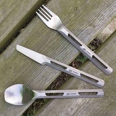 Esbit Titanium Cutlery Set Spoon Fork Knife Ultralight Camping ESTC4TI000