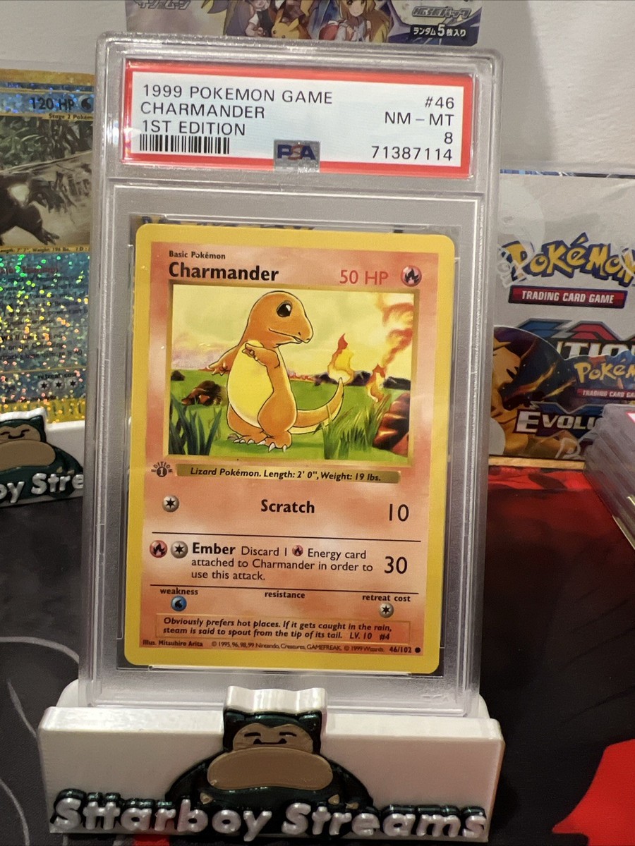 Pokémon Charmander 1st Edition Shadowless Base Set PSA 8, 46/102