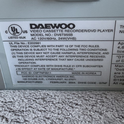 Reproductor Hi-Fi Daewoo DV6T955B DVD CD MP3 VHS VCR 6 cabezales con control remoto - LEER DESC - Imagen 12 de 15
