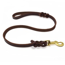 4ft Genuine Leather Dog Leash Large Medium Small Dogs Heavy Duty Soft Lead Rope