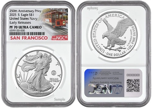 2025 S Silver Eagle $1 U.S Navy Privy NGC PF70 UCameo Early Releases #854
