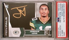 FOTL PSA 9 RC Jordan Love 2020 Elite Rookie Auto On-Card Gold Ink SSP Pen Pals