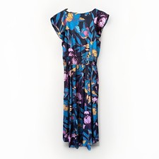 Ryegrass Women's Dress Medium Black Floral Flutter Sleeve Dress
