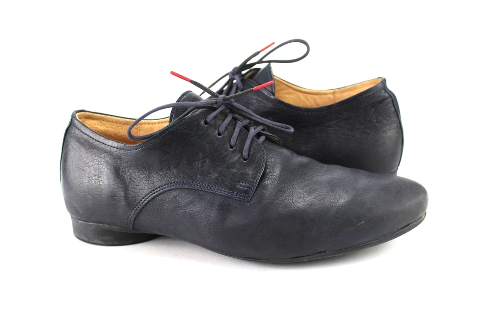 Think Gr.38 Damen Schnürschuhe Slipper Loafers Leder Blau Natur TOP P 236 - Bild 1 von 4