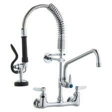 Wall-Mounted Brass Kitchen Faucet, 21" Tall, 8" Installation Width, Includes 12"